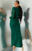 Emerald Green Underbust Detail Ruched Mesh Midaxi Dress