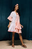 MINI PEACH & WHITE FRILLED DRESS