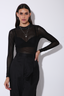 SPACED OUT HIGH NECK MESH BODYSUIT-SOLID